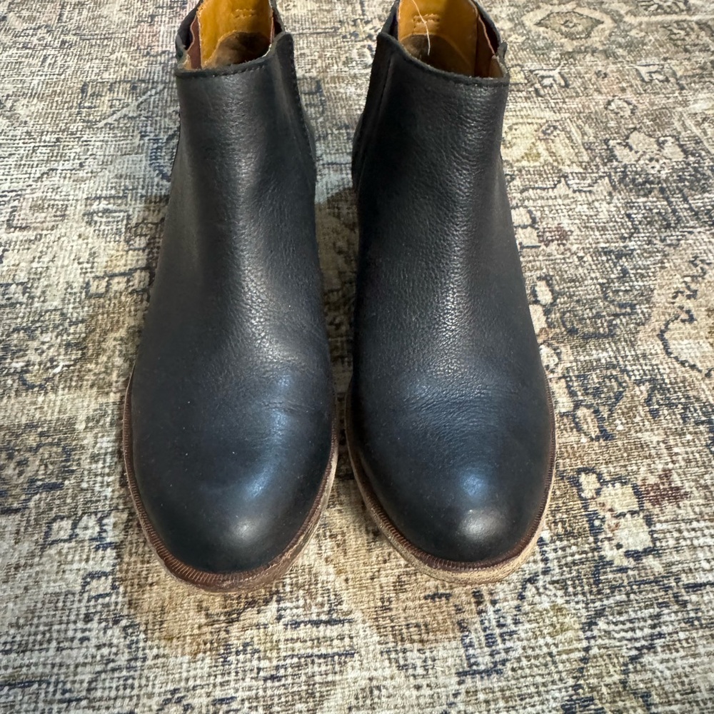 Kork-Ease Black Leather Ankle Booties